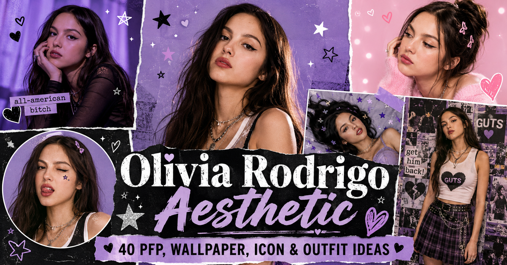 Olivia Rodrigo aesthetic PFP with purple lighting and soft grunge filter