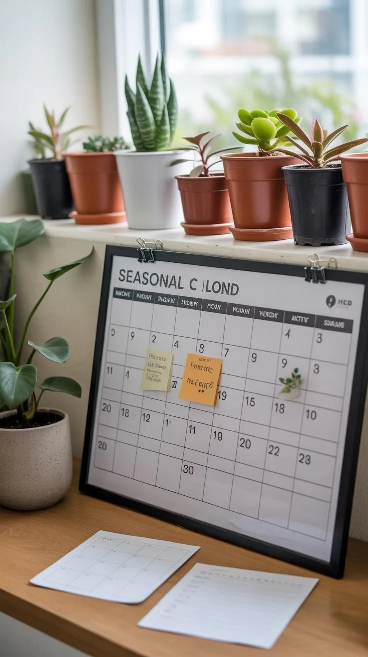 Seasonal care calendar for indoor plants