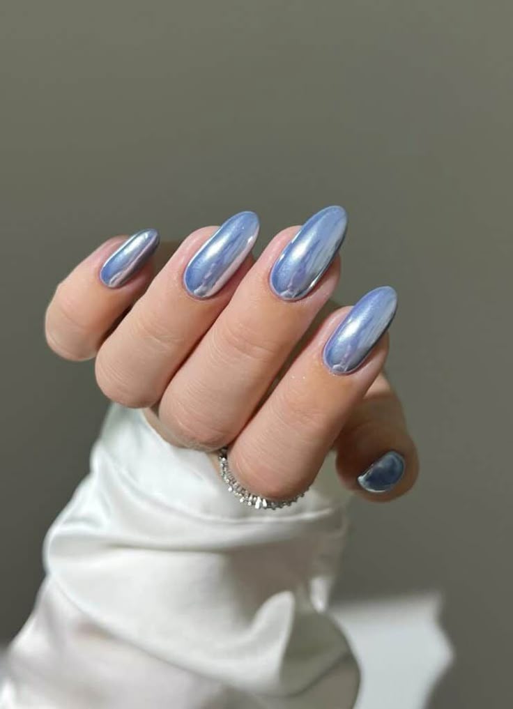 Classic Electric Blue Chrome Nails