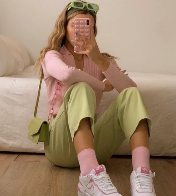4. Effortlessly Chic in Pastel Pink and Green