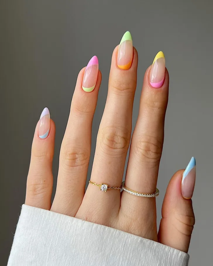 Pastel Rainbow Spring Nails