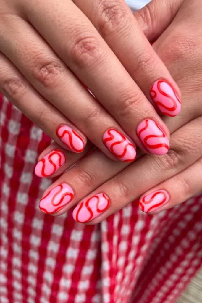 Red-on-Pink Swirls