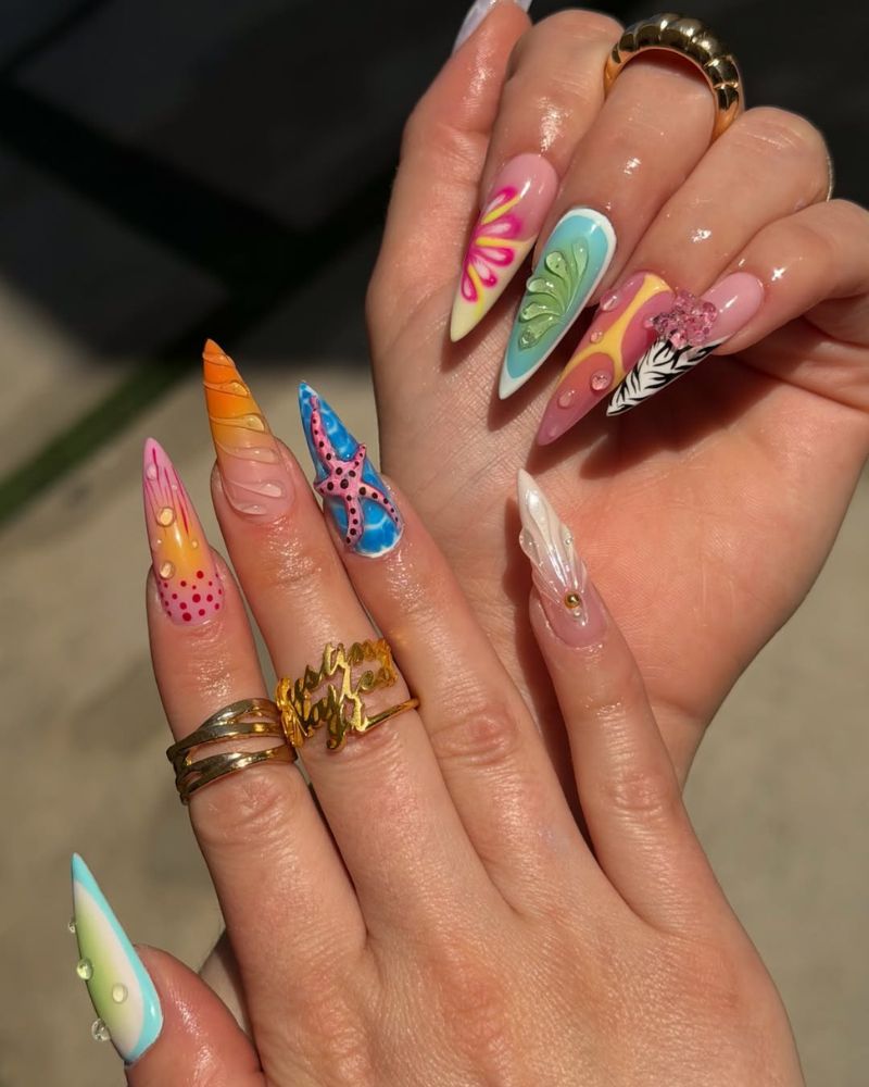 long stiletto summer nails in manicure ideas for summer