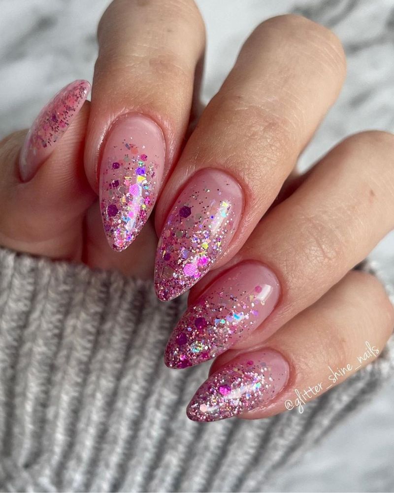 stiletto pink glitter ombre