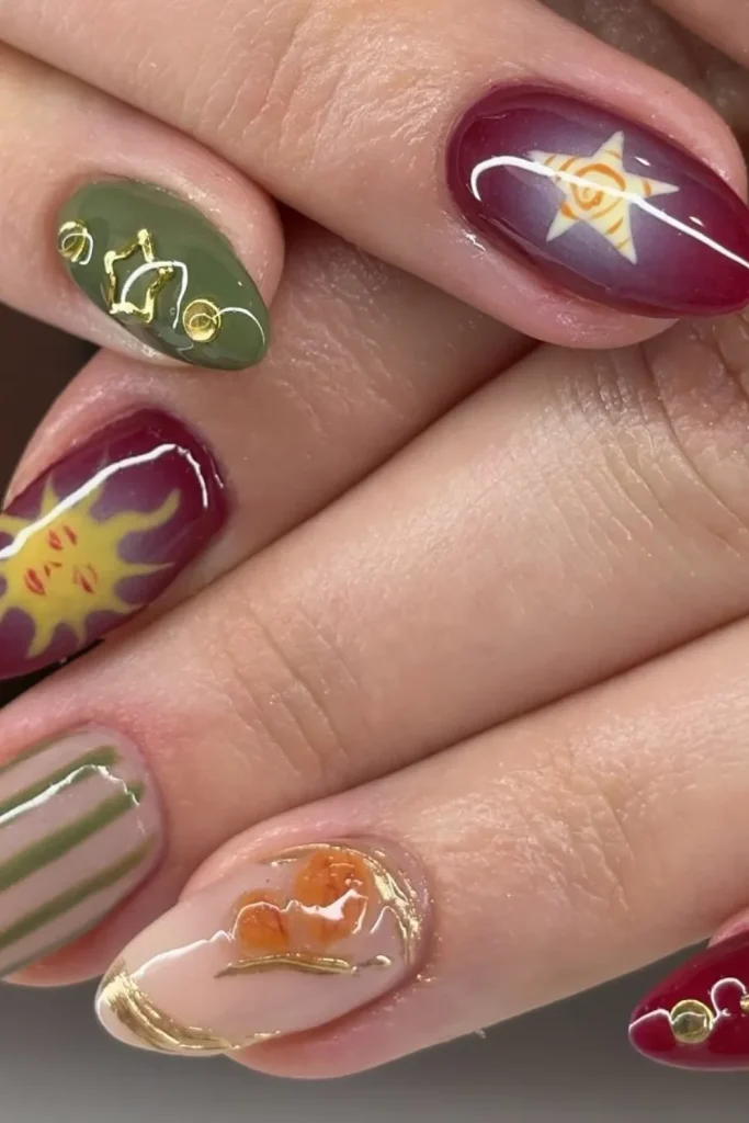 Autumn Celestial Mix Nails