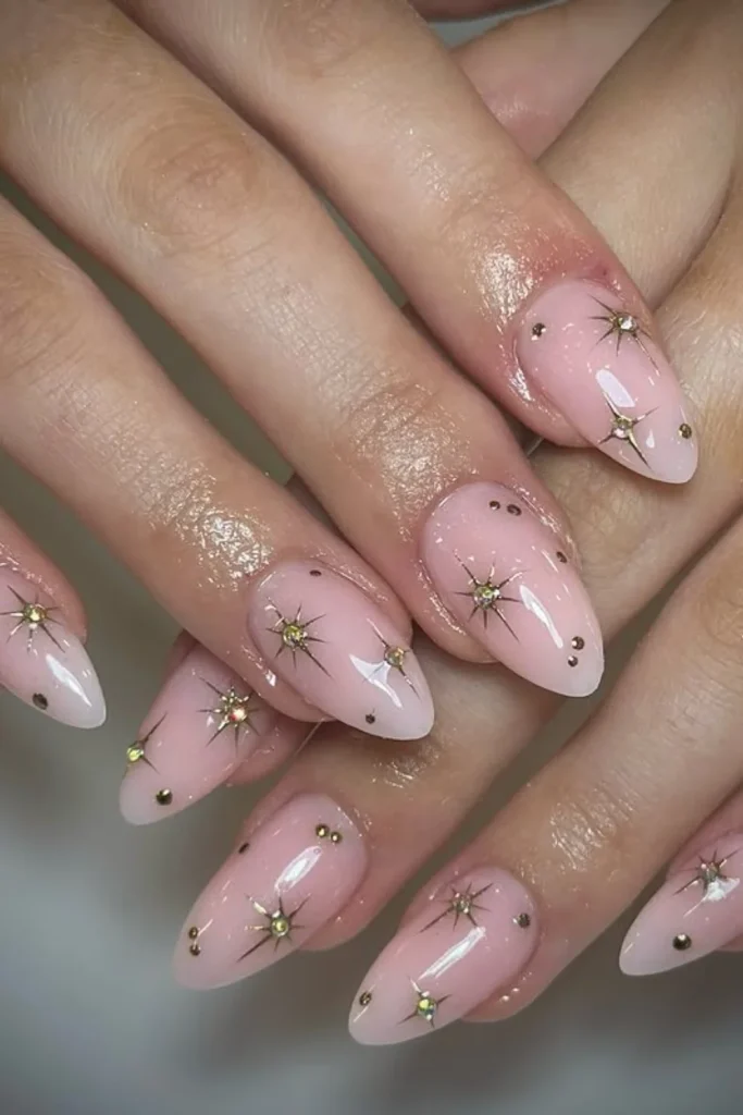 Soft Pink Nails with Stars