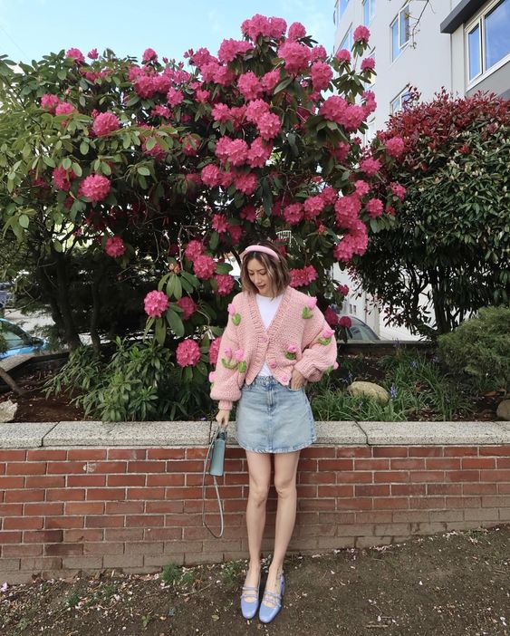 20. Soft Pink Cardigan Blossoms into Spring Charm