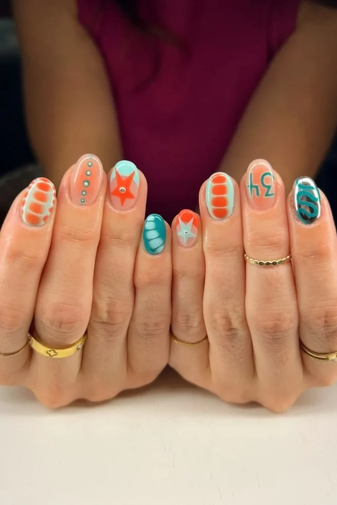 Retro Pop Mix Nails