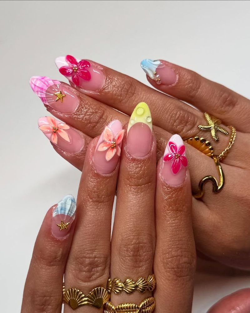 simple tropical nails for summer nail designs