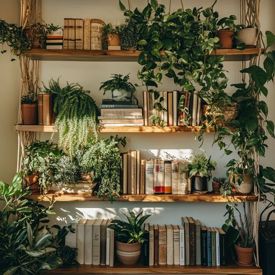 Transform Your Bookshelf with Cascading Greenery