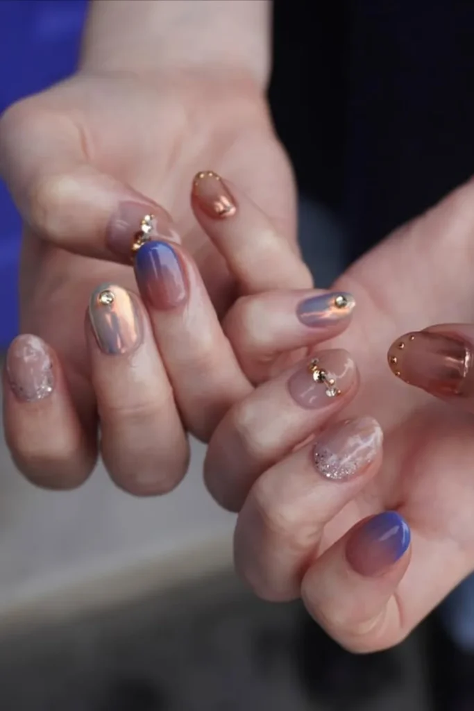 Mocha Chrome Mix Nails