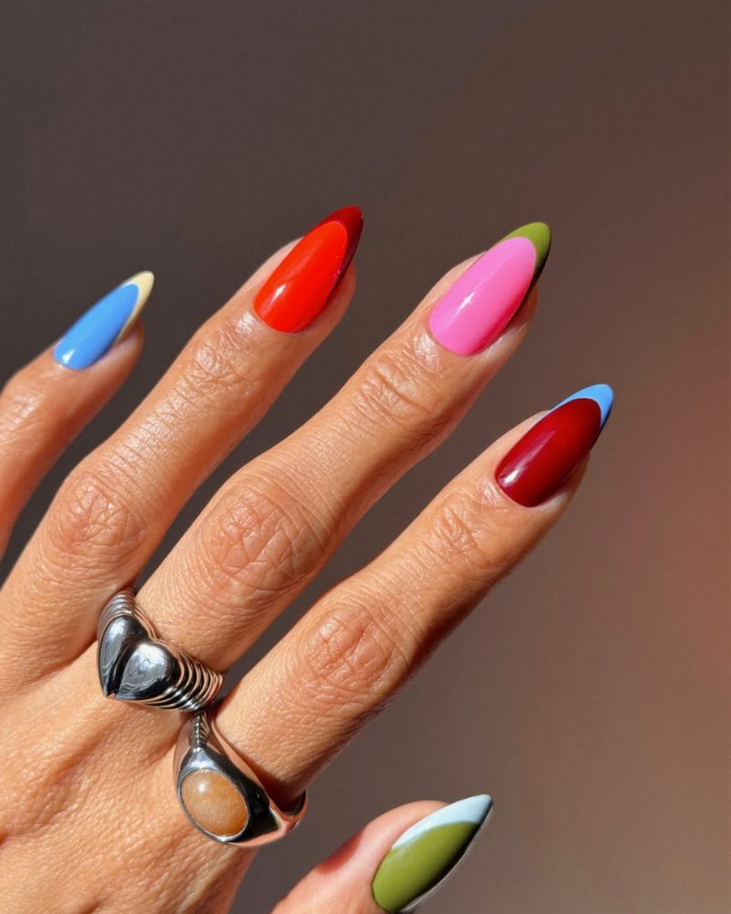 colorful nail ideas for spring on almond nails