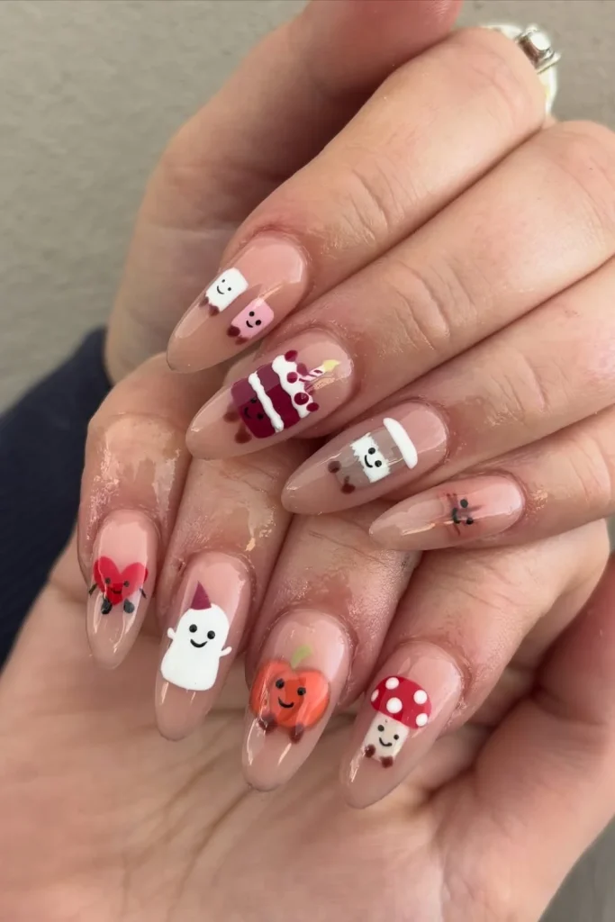 Cute Fall Characters Nails