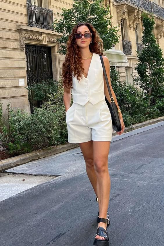 34. Breezy Elegance in a White Tailored Ensemble