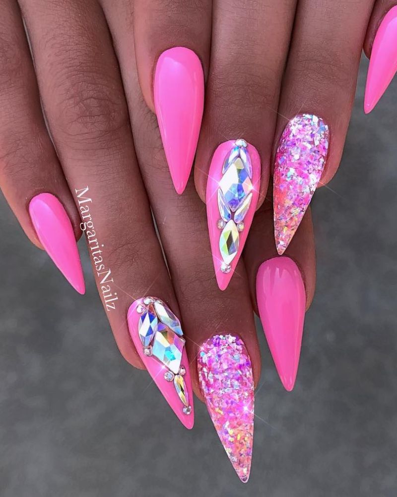 barbie long pink glitter