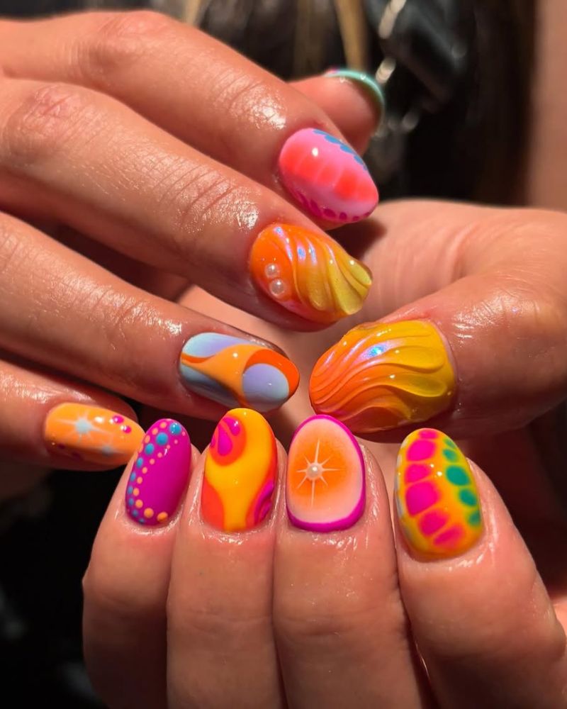 bright and colorful summertime nail designs