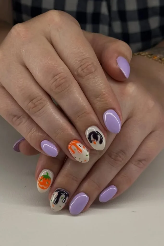 Lavender Halloween Accents Nails