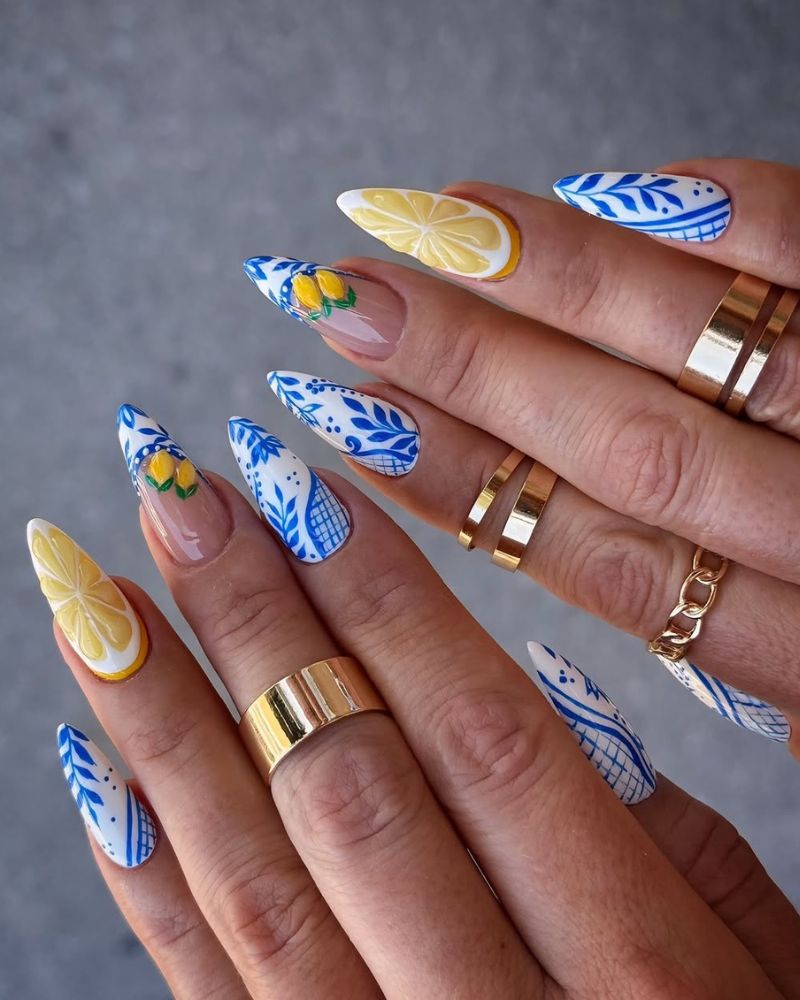 mediterranean inspo summer nails for greece vacation