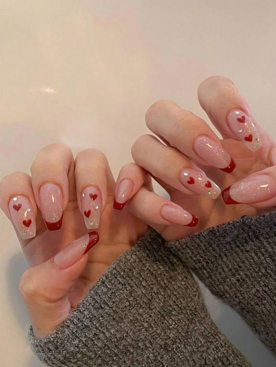 Show Your Love with Red-Tipped Valentine's Nails