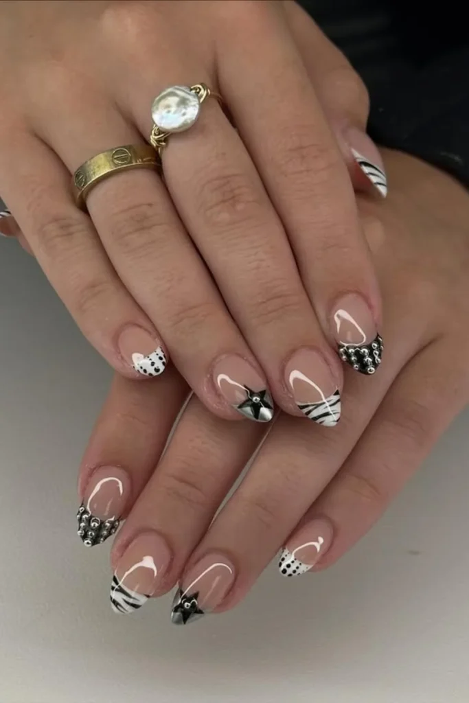 Edgy Neutral Tips Nails