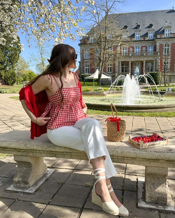 34. A Charming Gingham Ensemble for a Breezy Spring Day