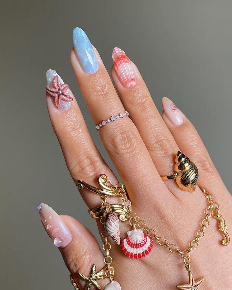 ocean nails for summer manicure with nail art