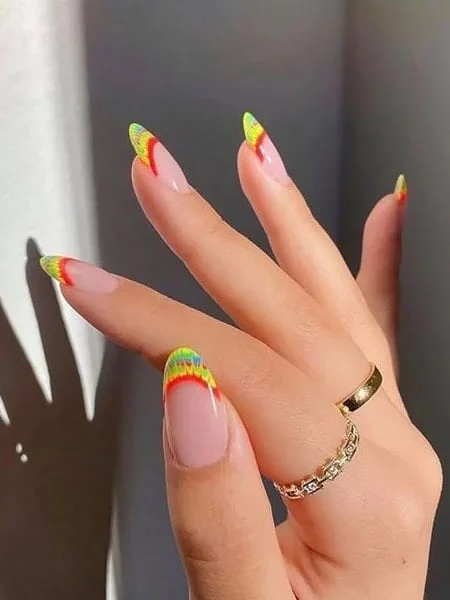 Tie-Dye Inspired French Tip Nails
