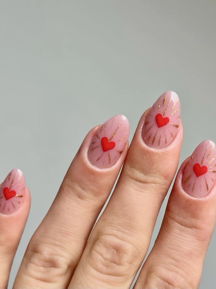 Radiant Red Hearts with Golden Accents for a Romantic Touch