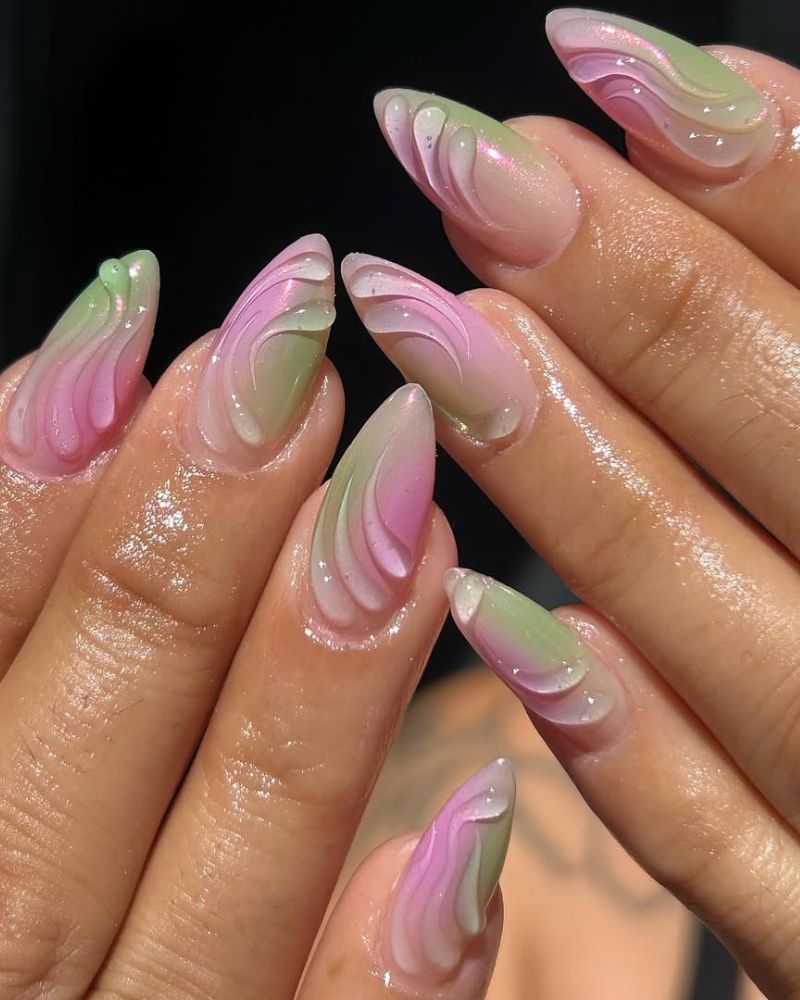 pastel ombre tips on stiletto shapes