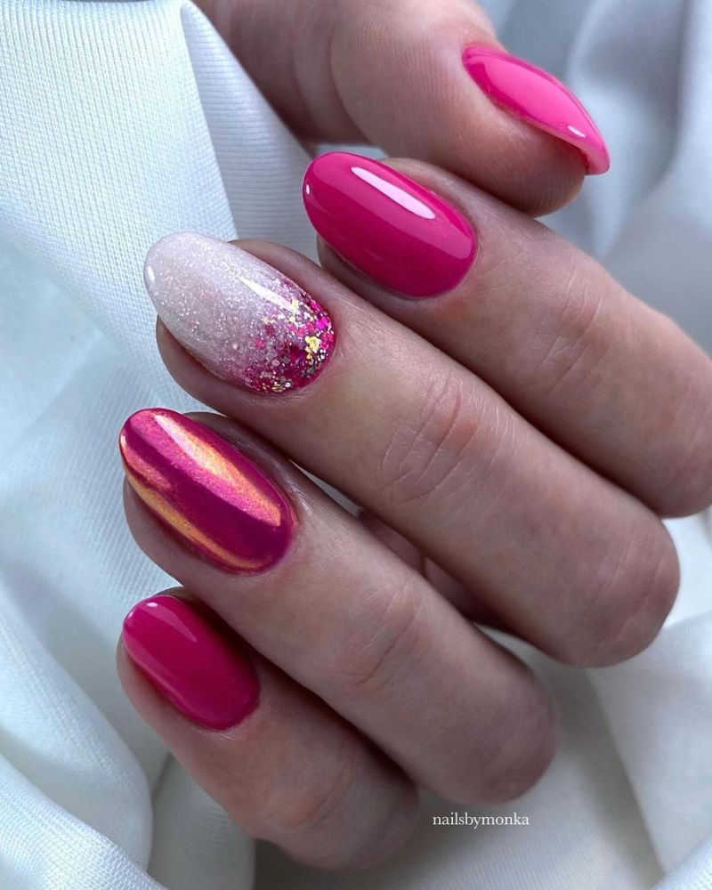 pink chrome ombre nails