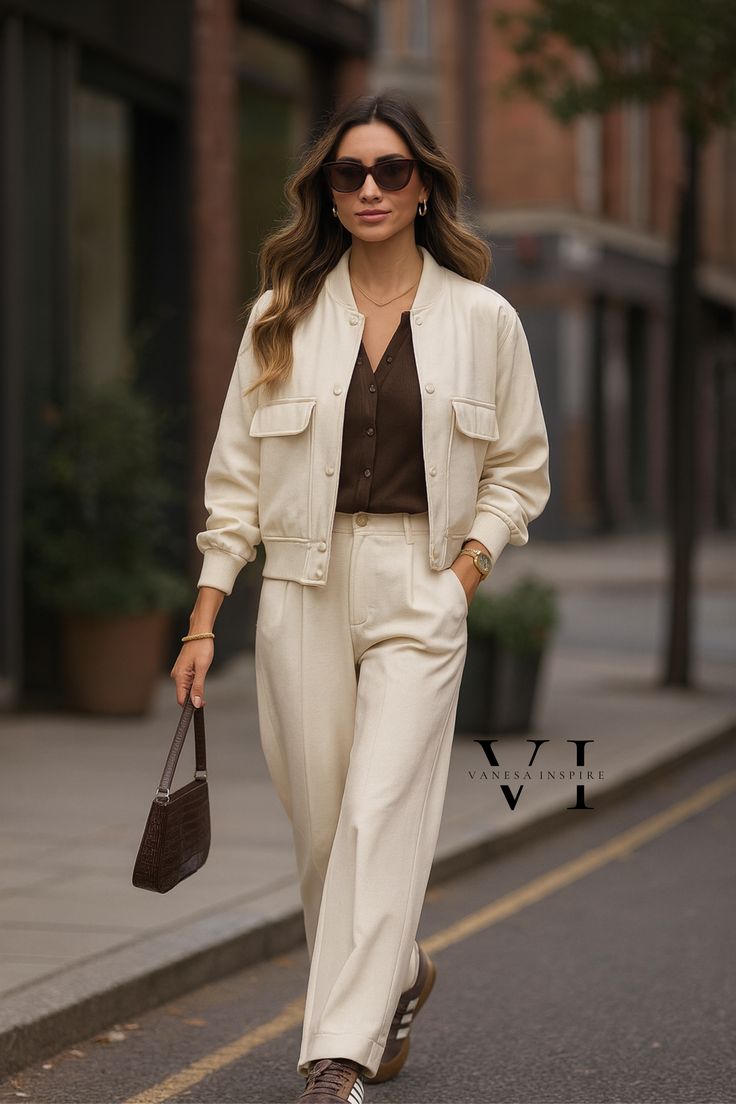 14. Cream and Brown Harmony: A Perfect Blend for Spring Style