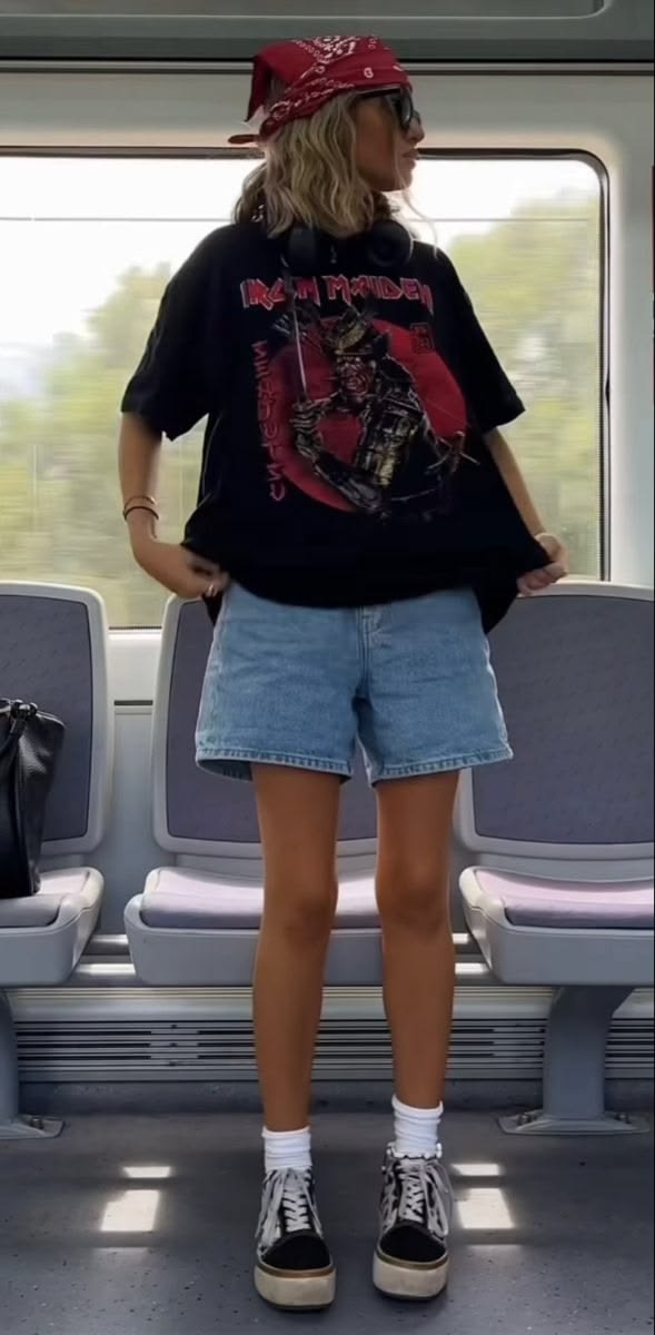 Bold Vintage Vibes: Rock Band Tee and Denim Combo