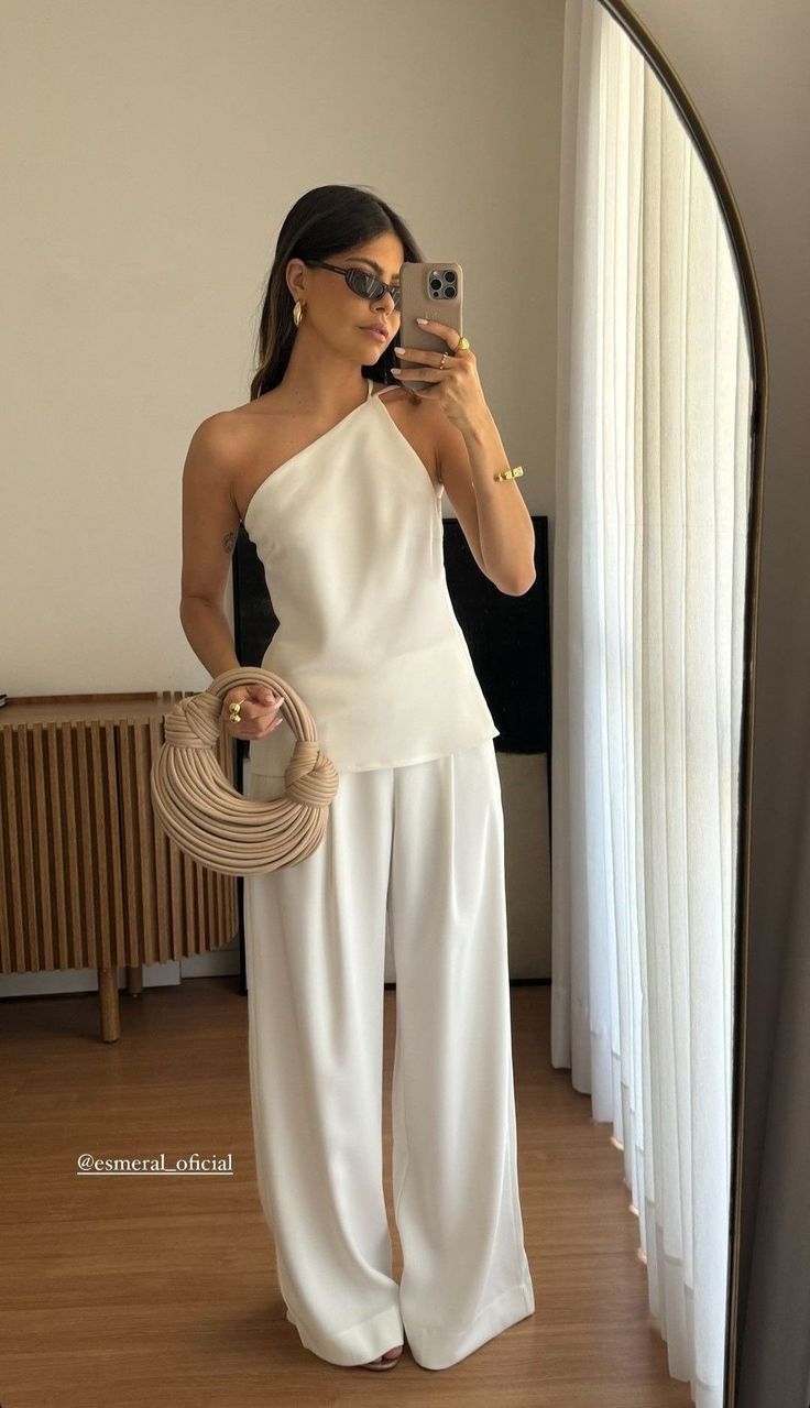 1. Asymmetrical Elegance: A White Spring Ensemble That Radiates Sophistication