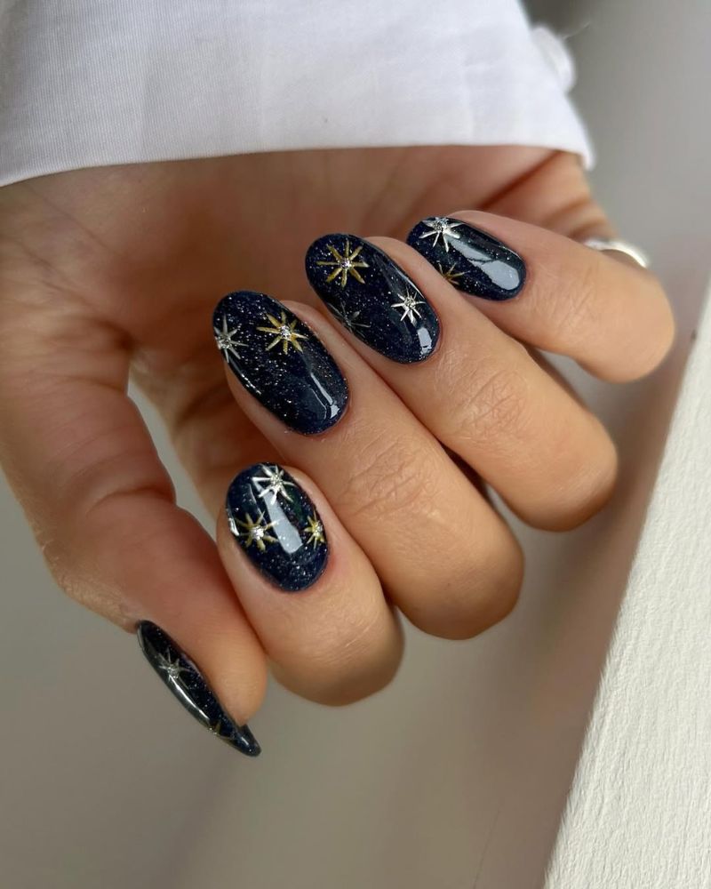 starry night nails, stars nail art