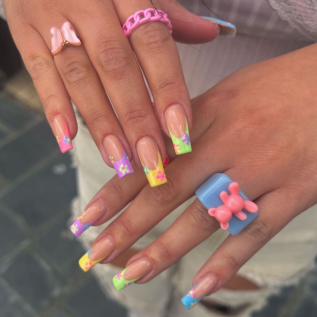Girly pastel nails
