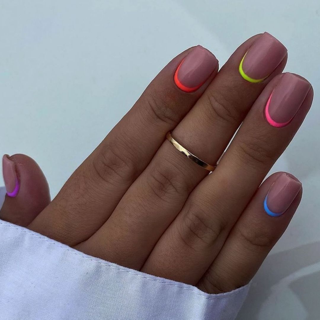 Neon rainbow pastel nails