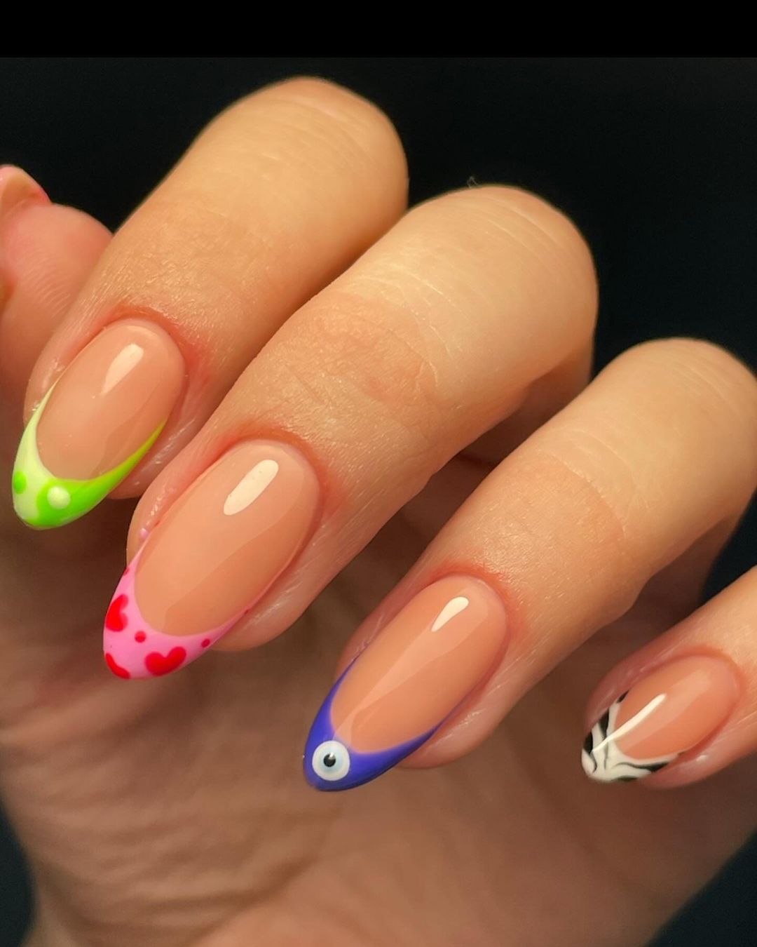 Funky twist on French tip nails