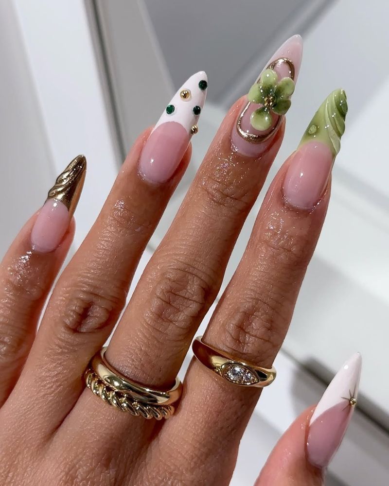 long almond nails spring designs