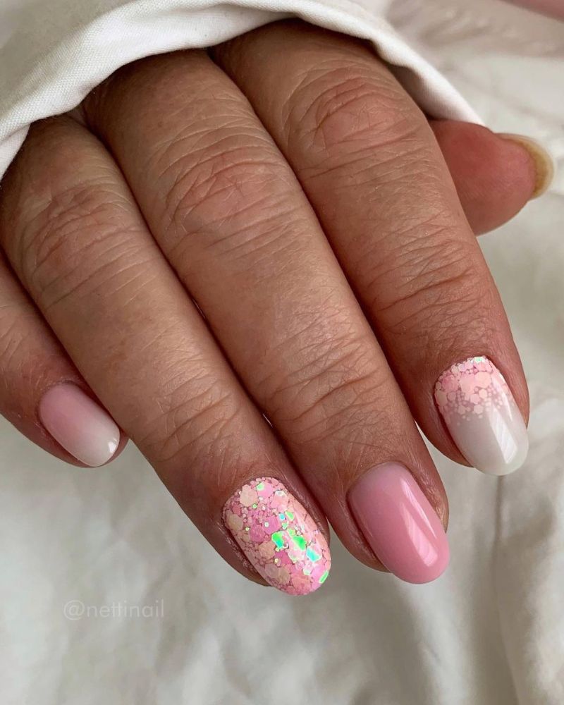 light pink glitter nails