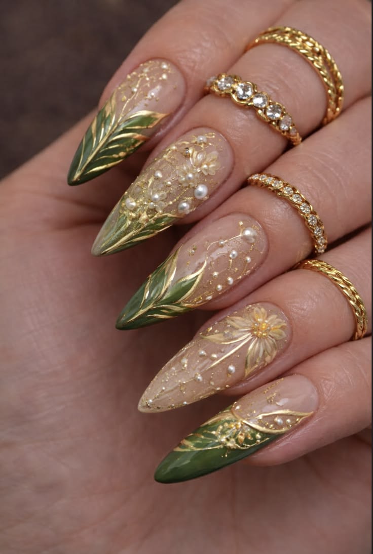 Golden Elegance Meets Sage Green Sophistication