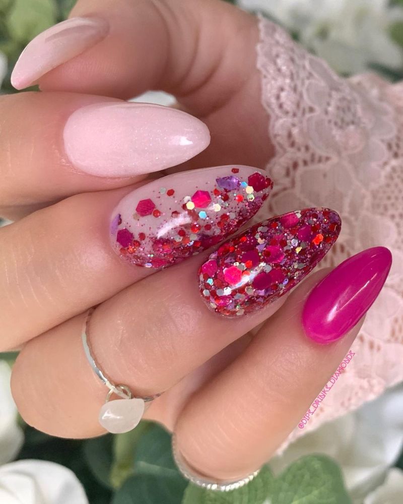 horizontal ombre pink nails