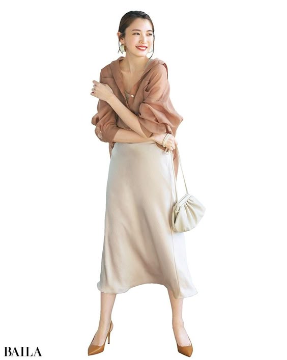 12. Effortless Elegance in Sheer and Satin Beige Tones