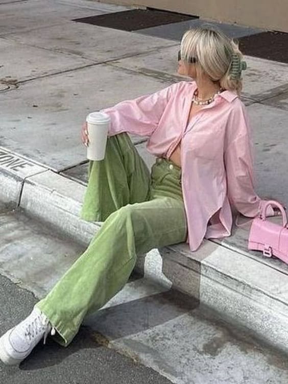 14. Pastel Perfection: Pink and Green for a Fresh Spring Look