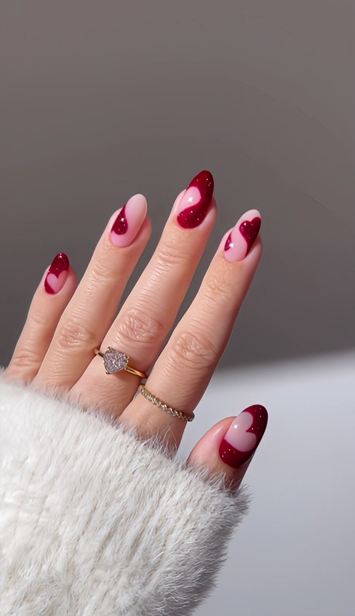 22. Romantic Heart Accents for Valentine’s Day Nails