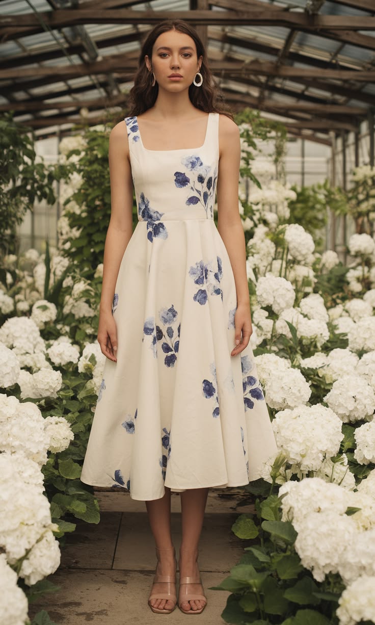 15. Elegance in Bloom: A Dreamy White and Blue Floral Ensemble