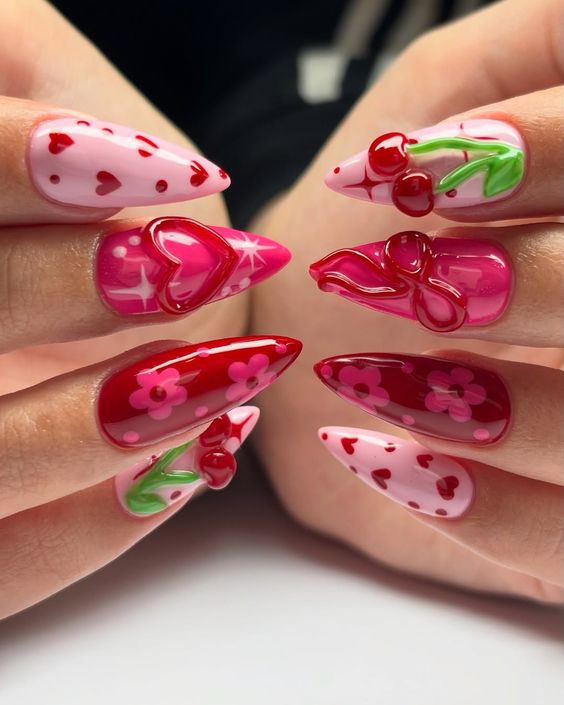 Valentine's Day Nails with a Sweet and Playful Charm