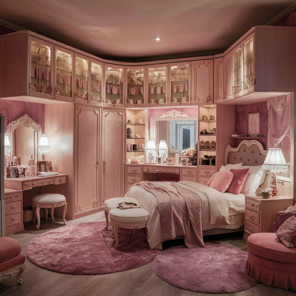 Cozy bedroom with warm lighting and layered textiles