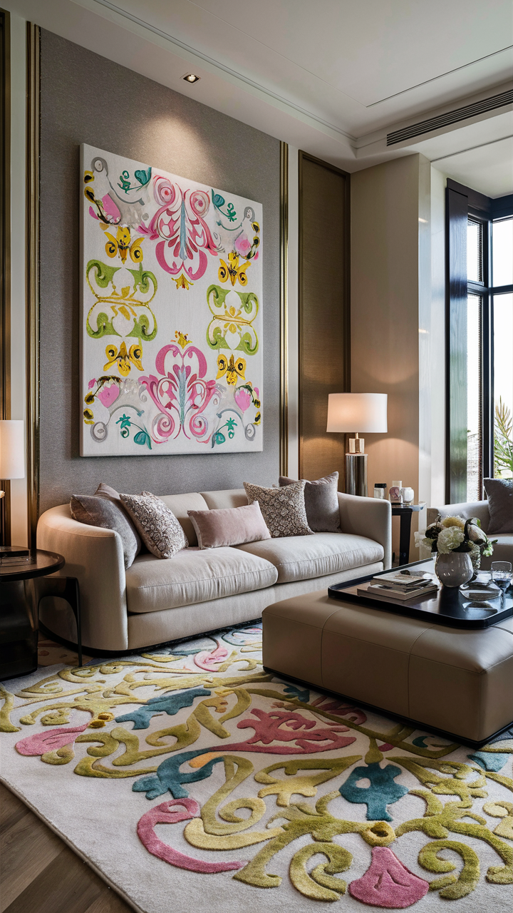 Gold accents in living room