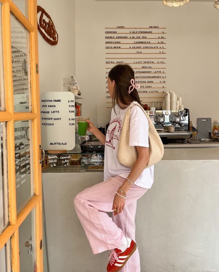 1. A Playful Pastel Ensemble for Spring Coffee Runs