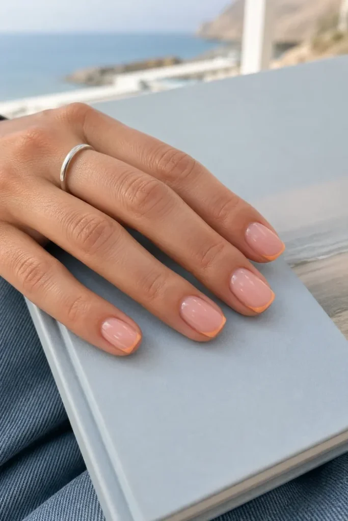 Apricot Micro French Nude Nails